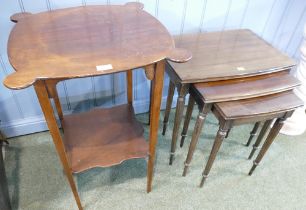 Edwardian occasional table and reproduction nest of three tables