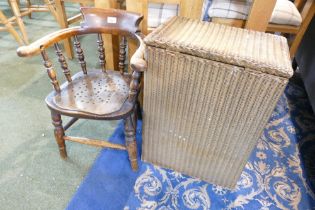 Child's armchair and loom style laundry basket