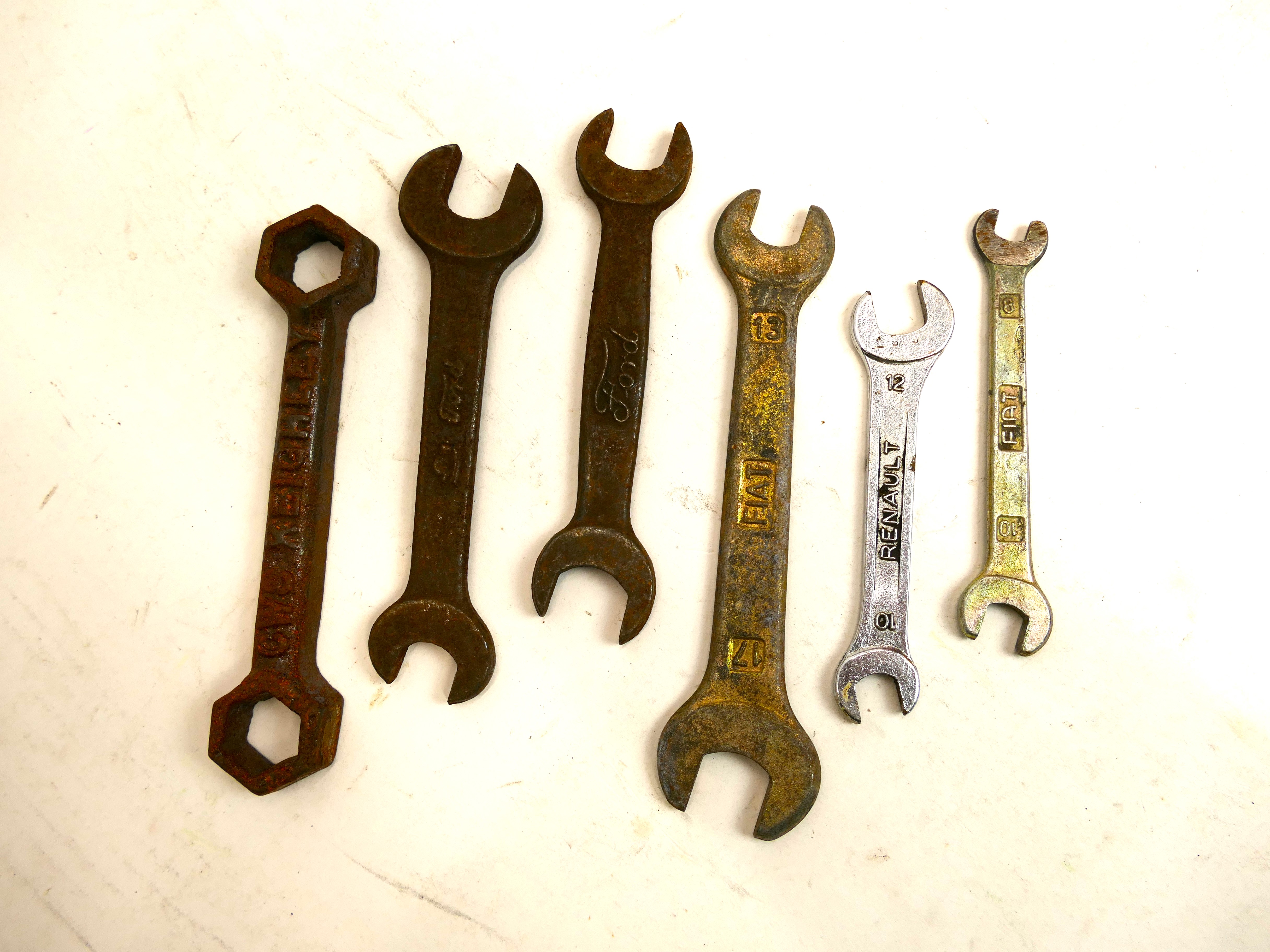 6 vintage car mechanics spanners; Ford,