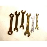 6 vintage car mechanics spanners; Ford,