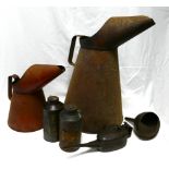 Two oil jug pourers (44 cm 10 litre and