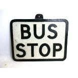 Cast alloy double sided BUS STOP sign by