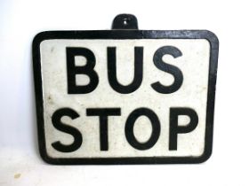 Cast alloy double sided BUS STOP sign by