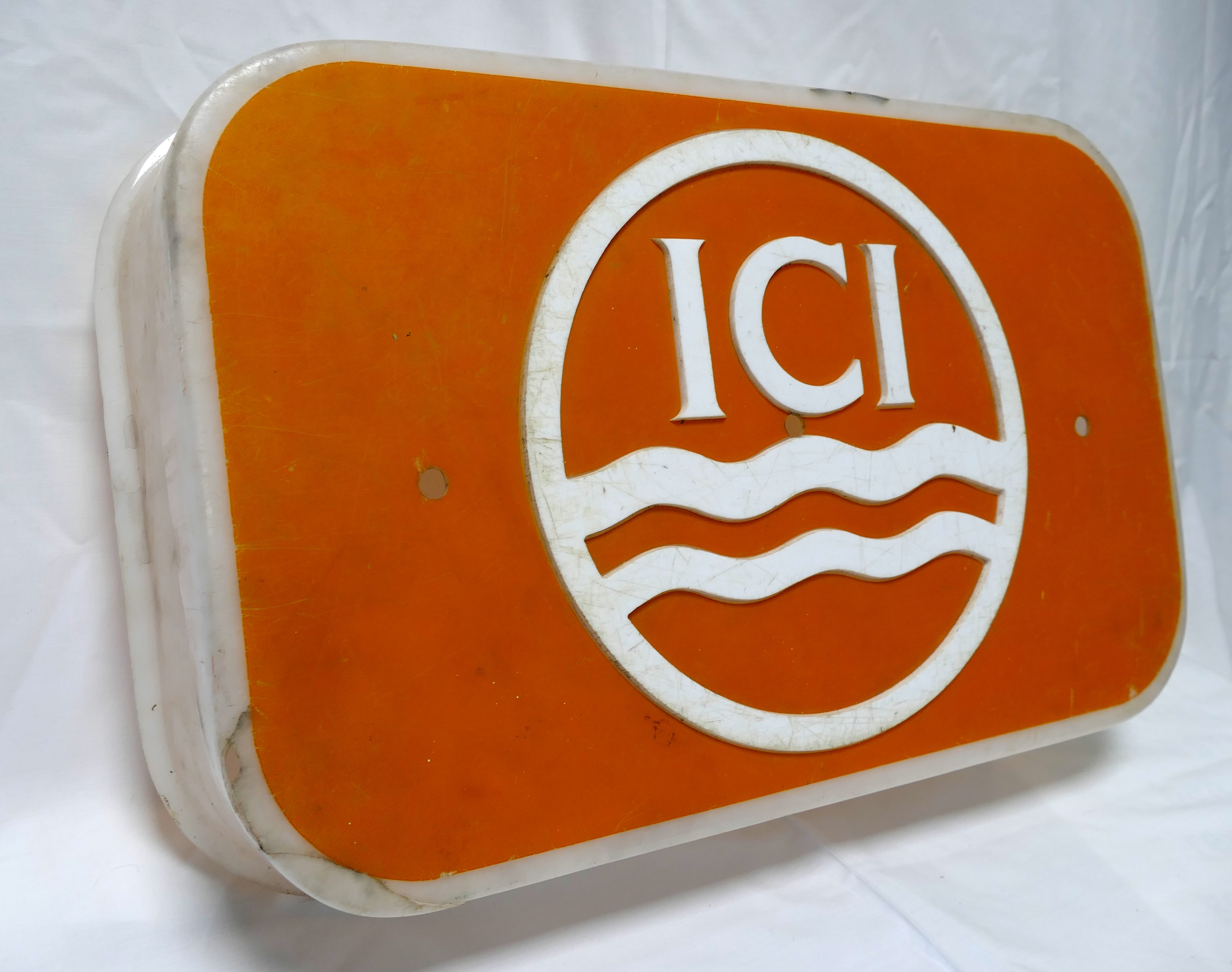 ICI perspex sign, orange and white (cove