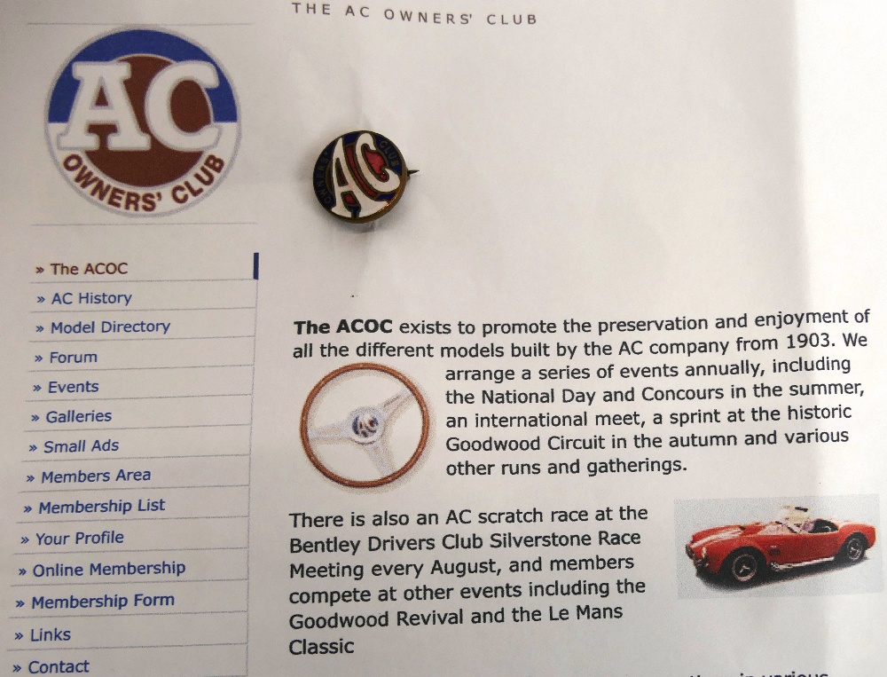 Enamel AC Owners Club badge, diameter +/ - Image 2 of 2