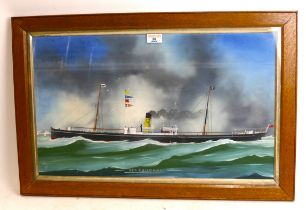 Gouache of The SS Guildhall steam cargo