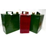 Three 2 Gallon Petroleum Sprit petrol fu