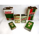 Six tins of vintage Castrol oil: GTX, Ge