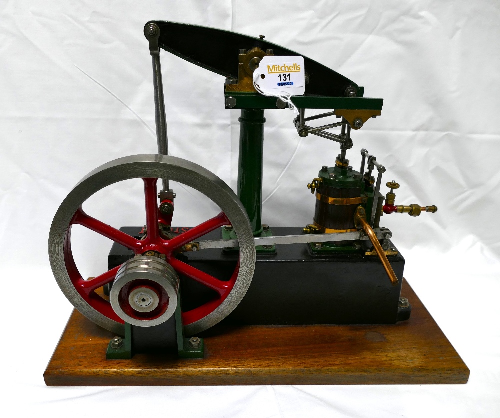 Stuart Turner stationary beam engine, red and green, fly wheel 7" diameter, - Image 2 of 3