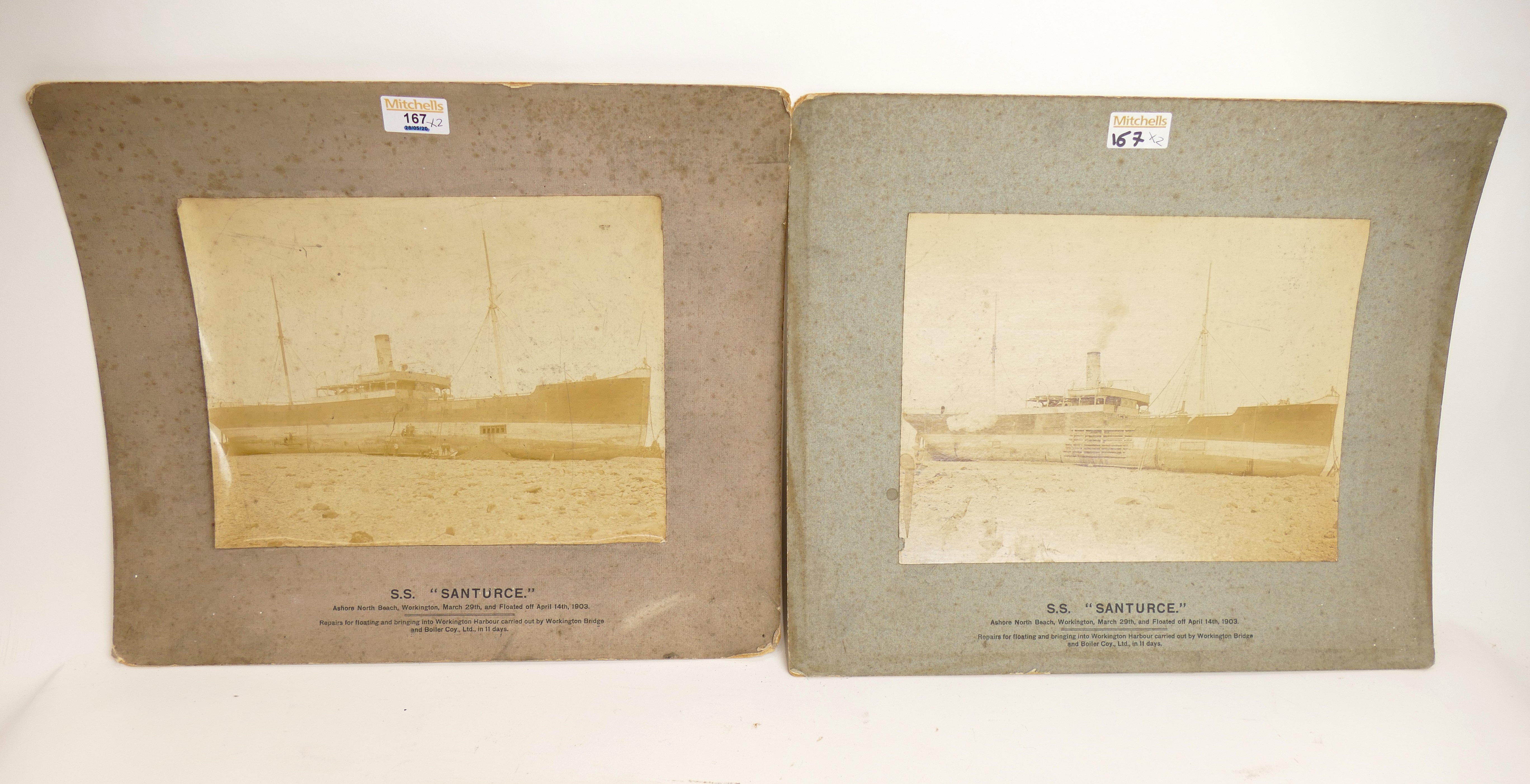 Two photographs of The SS "Santurce" Ash