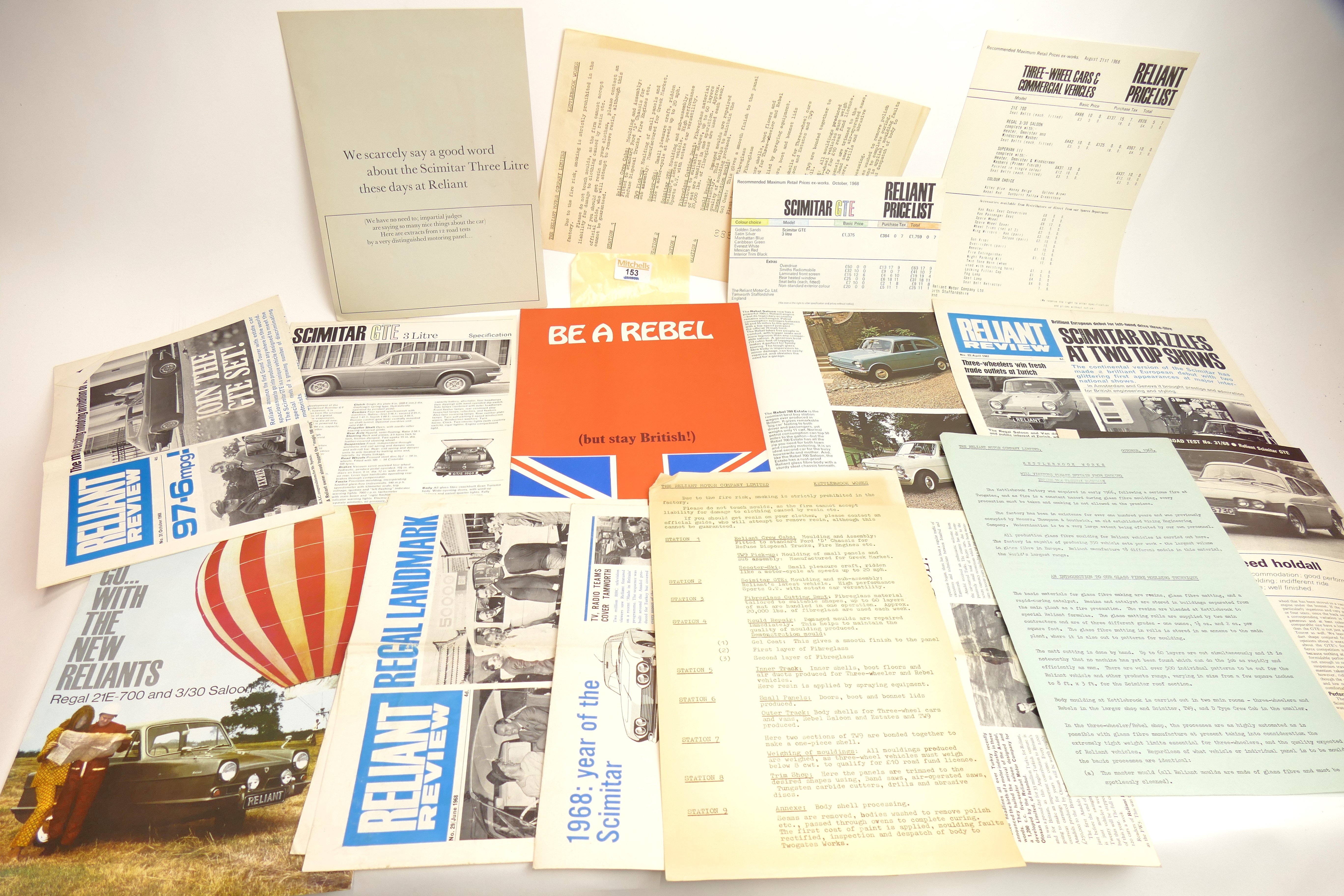 Bundle of Reliant Motor Company ephemera