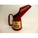 Shell X-100 motor oil pouring can, heigh