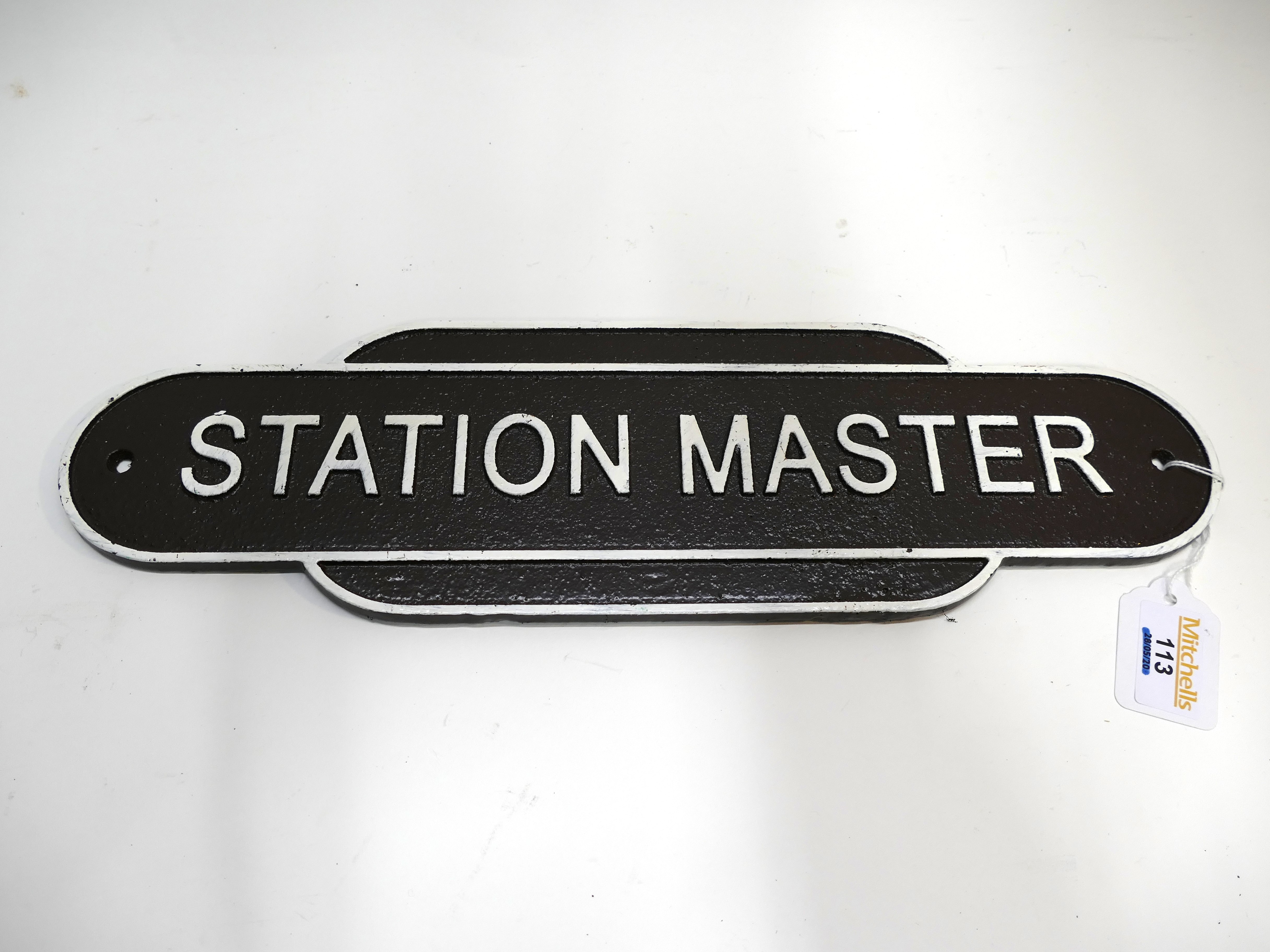 Reproduction cast metal railway sign, 'S