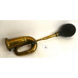 Vintage brass car horn with rubber bulb