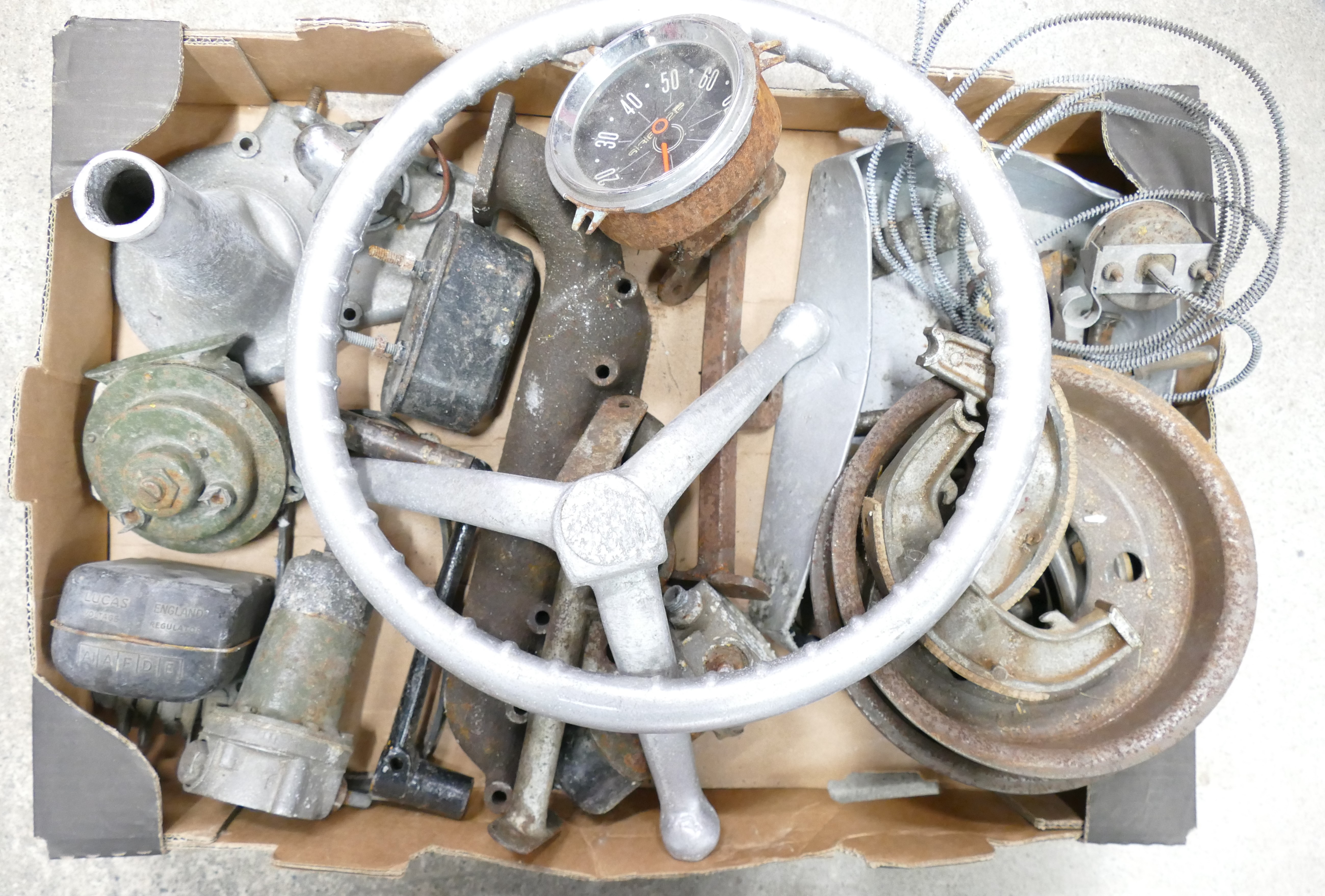 Box of vintage/classic car parts, possib