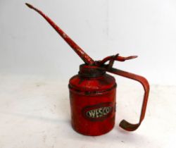 Wesco red oil lubricating can stamped 19