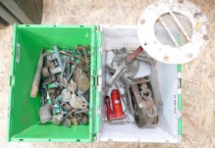 Two tubs of boat fittings including winc