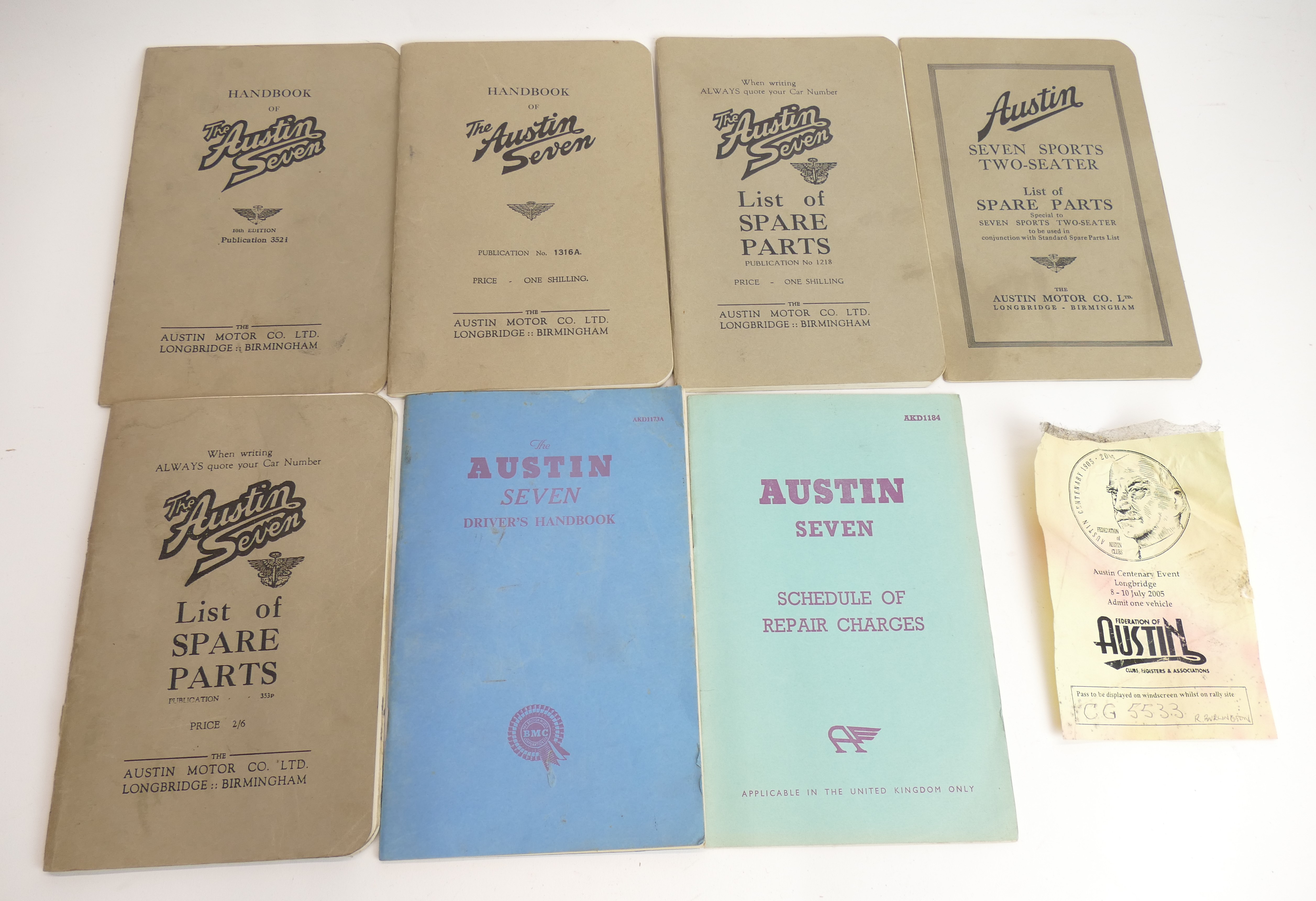Bundle of Austin Seven Handbooks includi