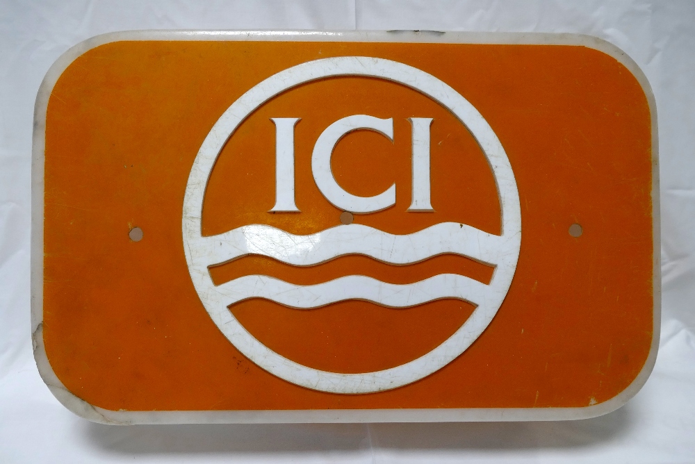 ICI perspex sign, orange and white (cove - Image 2 of 2
