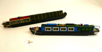 Two model narrowboats/barges, 'Narrowboa