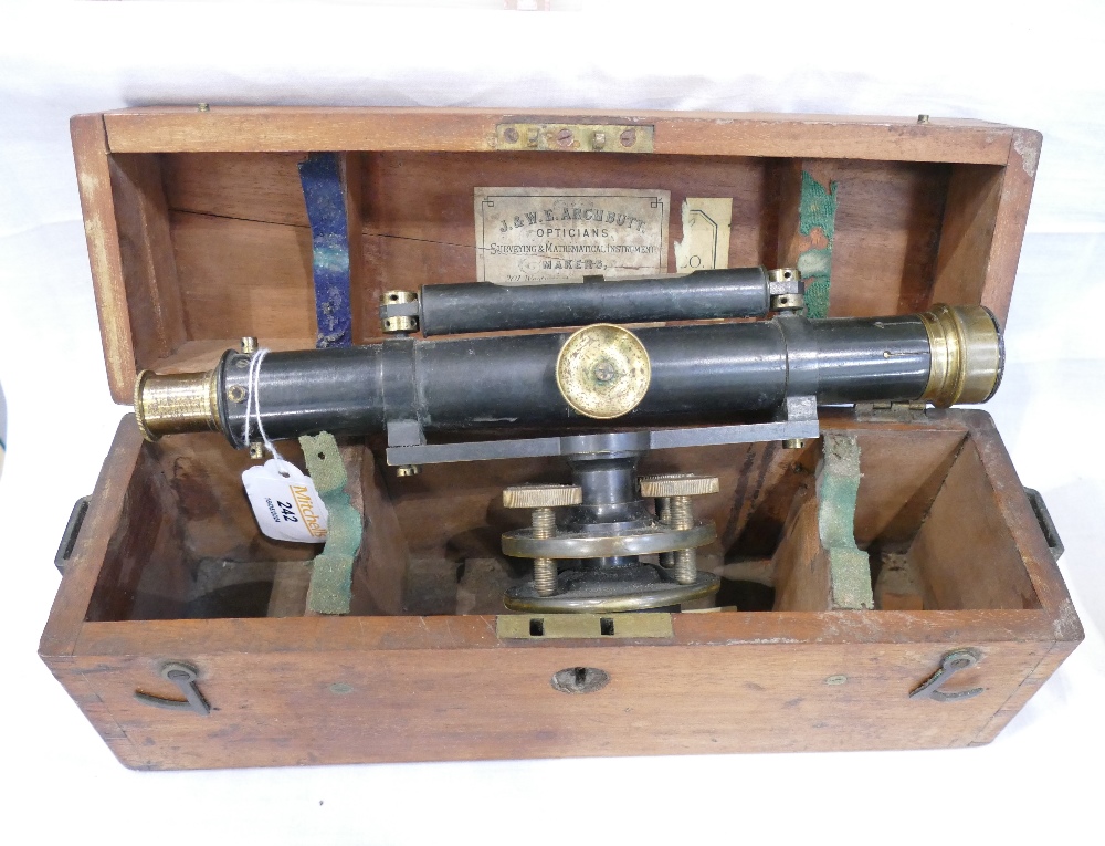 Boxed surveyors level theodolite No. 1276 by J & W.