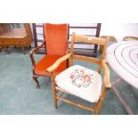 Two mismatched carver armchairs