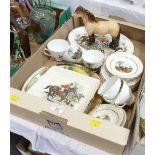 Box of hunting scene part tea set,