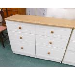 Cream and oak effect six flight chest of drawers