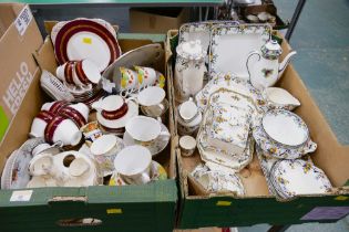 Two boxes of part tea sets, Crown Ducal ceramics,