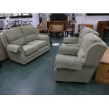 Green upholstered three piece suite,