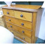 Substantial Victorian pine 2/3 chest of drawers