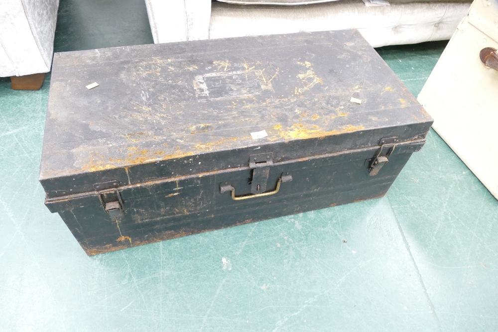 Black painted metal tool chest/trunk