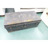 Black painted metal tool chest/trunk