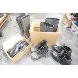 Two boxes of boots, Doc Martens, steel toe caps,