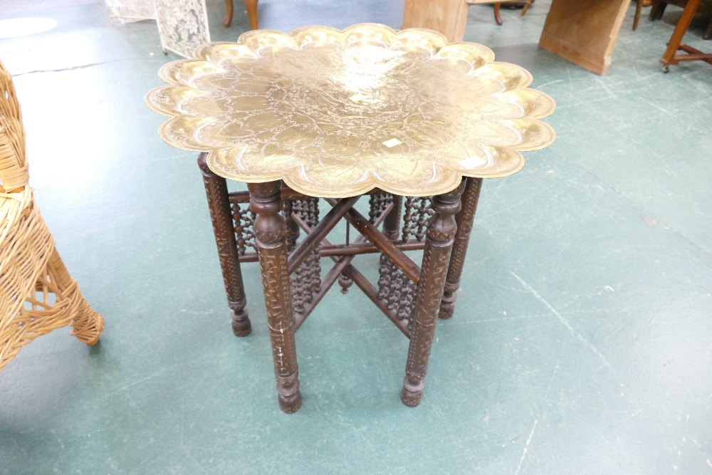 Eastern style brass topped folding table