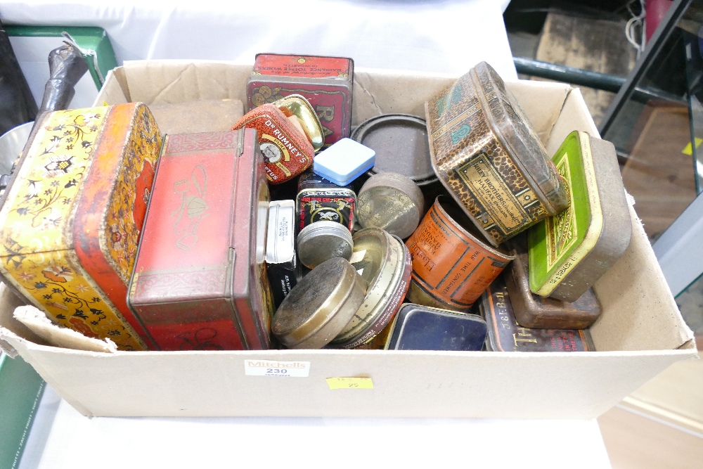 Box of vintage tins