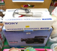 Sony video camera and boxed Sony Pal accessory