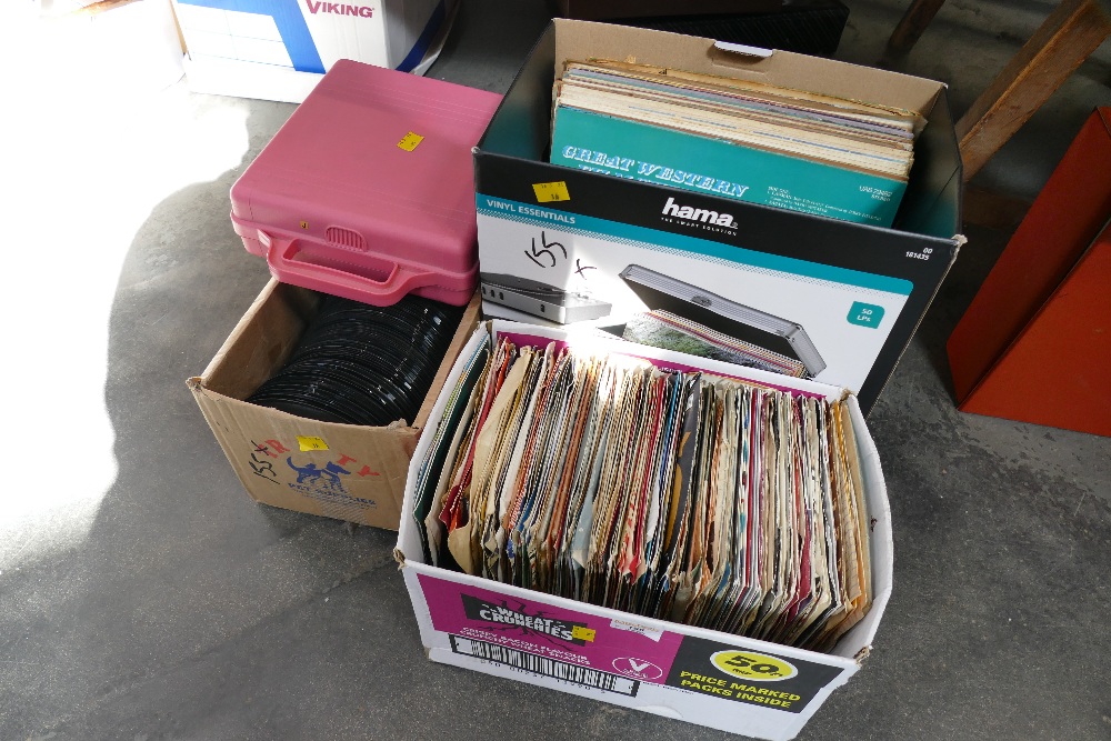 Boxes of vinyl albums and singles,