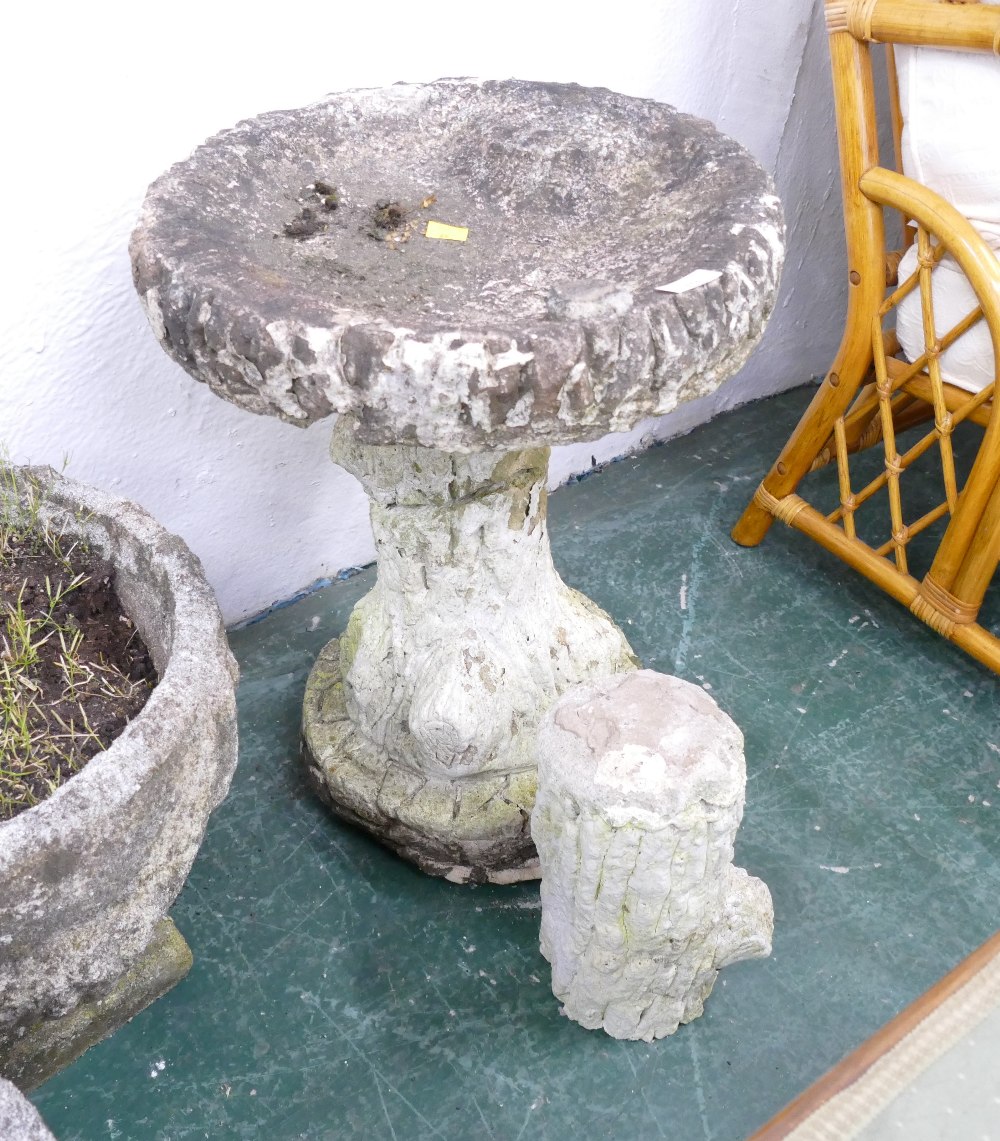 Composite garden birdbath and bark effect stand