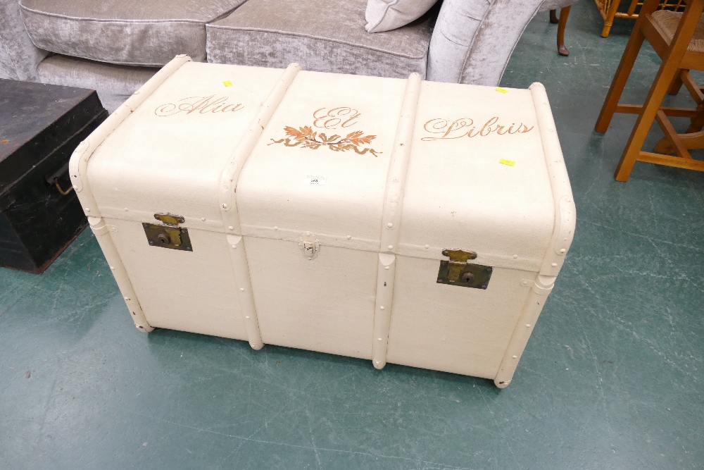 Cream painted travel trunk