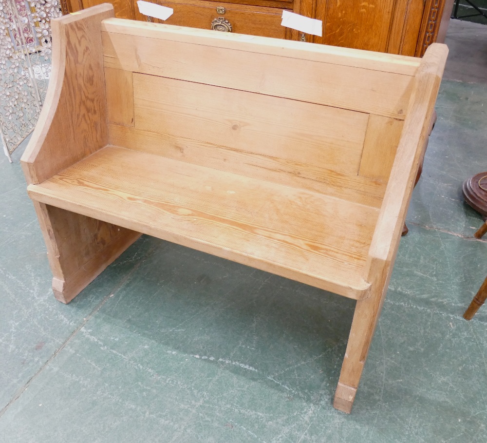 Oak and pine church bench/pew, height 80 cm,