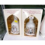 Two boxed commemorative Bells Whisky decanters,