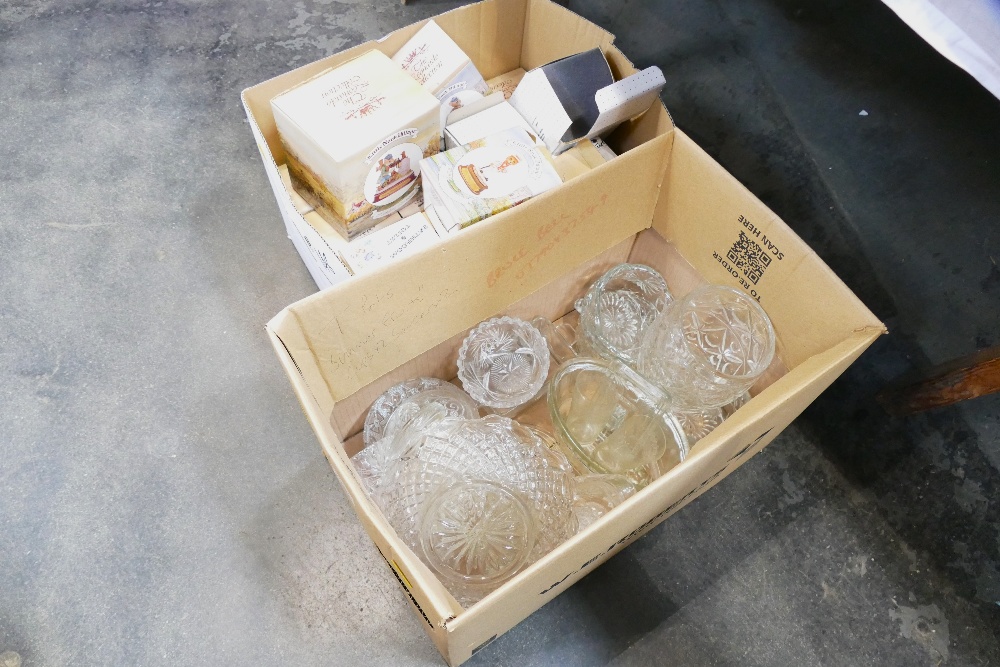 Two boxes of glassware and Leonardo Collection figurines