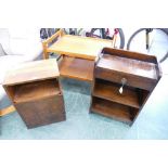 Wooden trolley and two cupboards