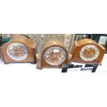 Three vintage Art Deco wooden mantel clocks, Bentima,