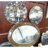 Two frameless mirrors, 46 cm diameter,
