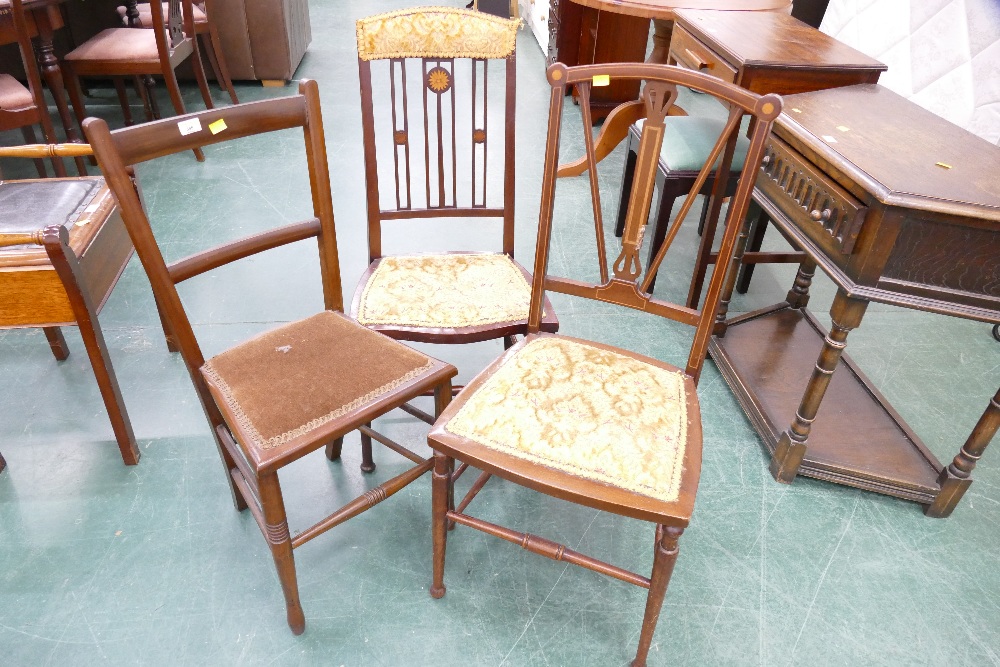 Three mismatched Edwardian occasional chairs