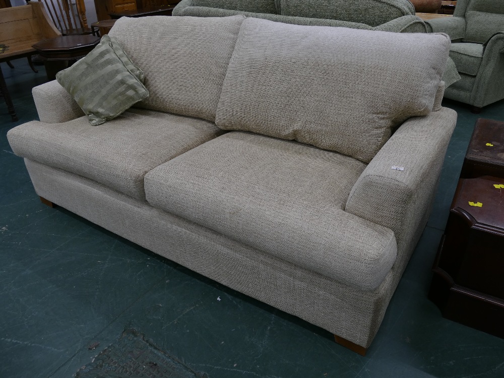 Modern cream beige upholstered two seater settee