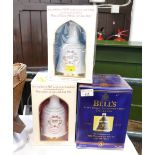 Three boxed commemorative Bells Whisky decanters - Prince of Wales 50th Birthday and Birth of