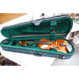 Violin with label to interior "Hand Made Music", in case,